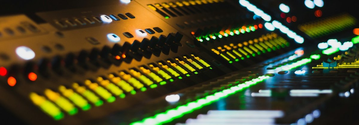 Digital audio waveform on a studio monitor